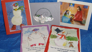 Collection of hand-made Christmas cards.