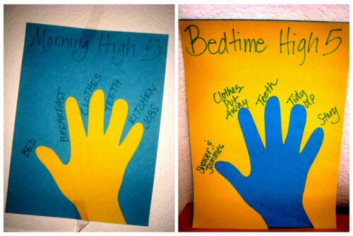 Signs for Morning and Bedtime High Five's.