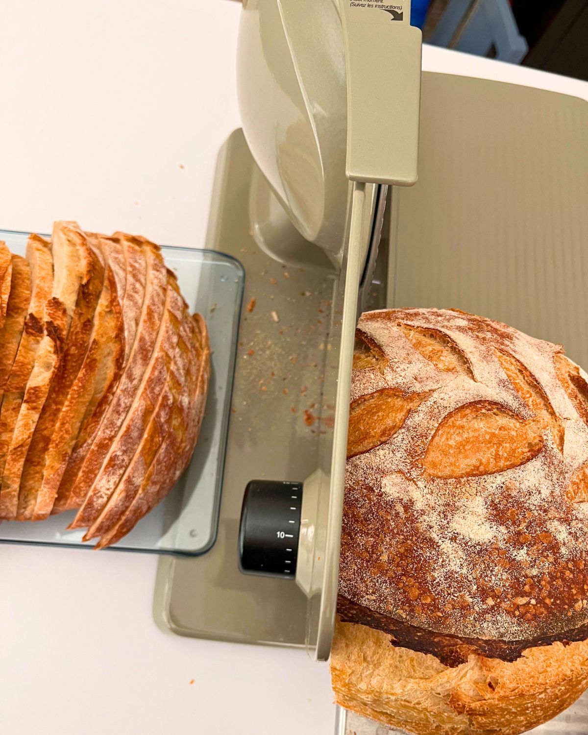 bread and slicer and sliced bread.