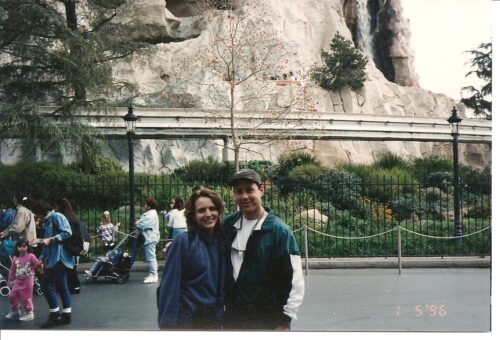 Bryan and Jessica in front of the Matterhorn at Disneyland, 1996.
