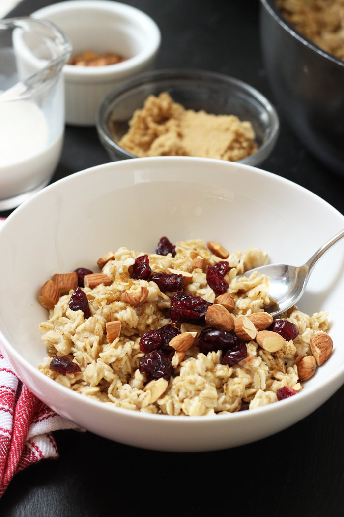 A bowl of oatmeal on breakfast table