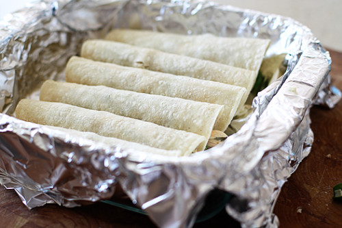 enchiladas in foil lined pan