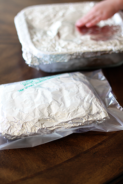 Foil wrapped meals on table