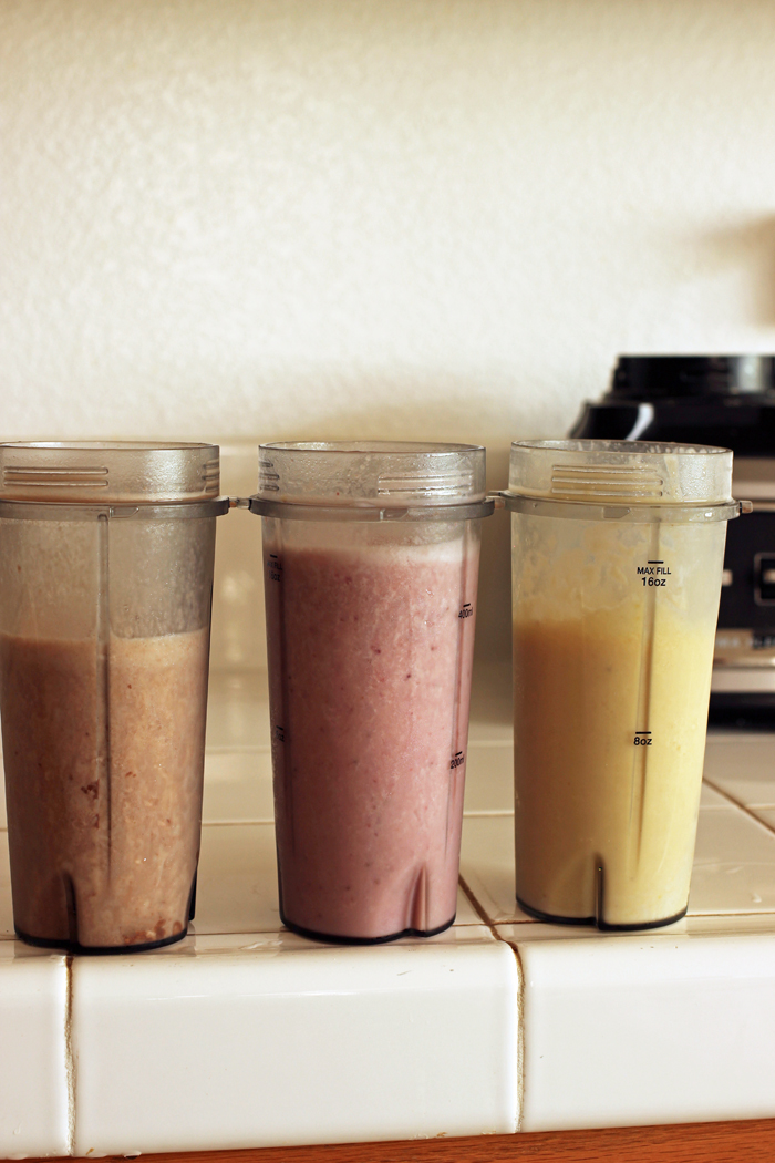 diy smoothie bar cups in a row
