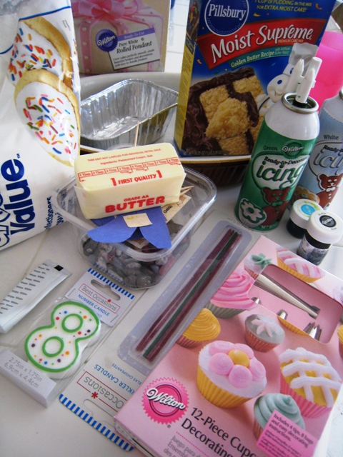 ingredients for a whale cake.