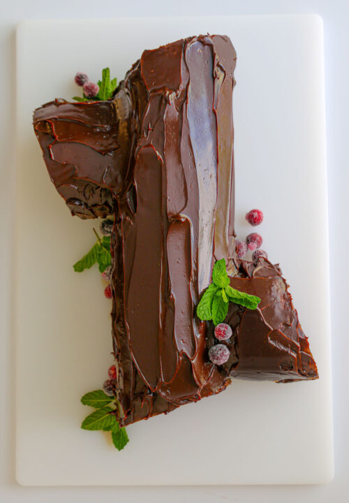 garnishes added to cake.