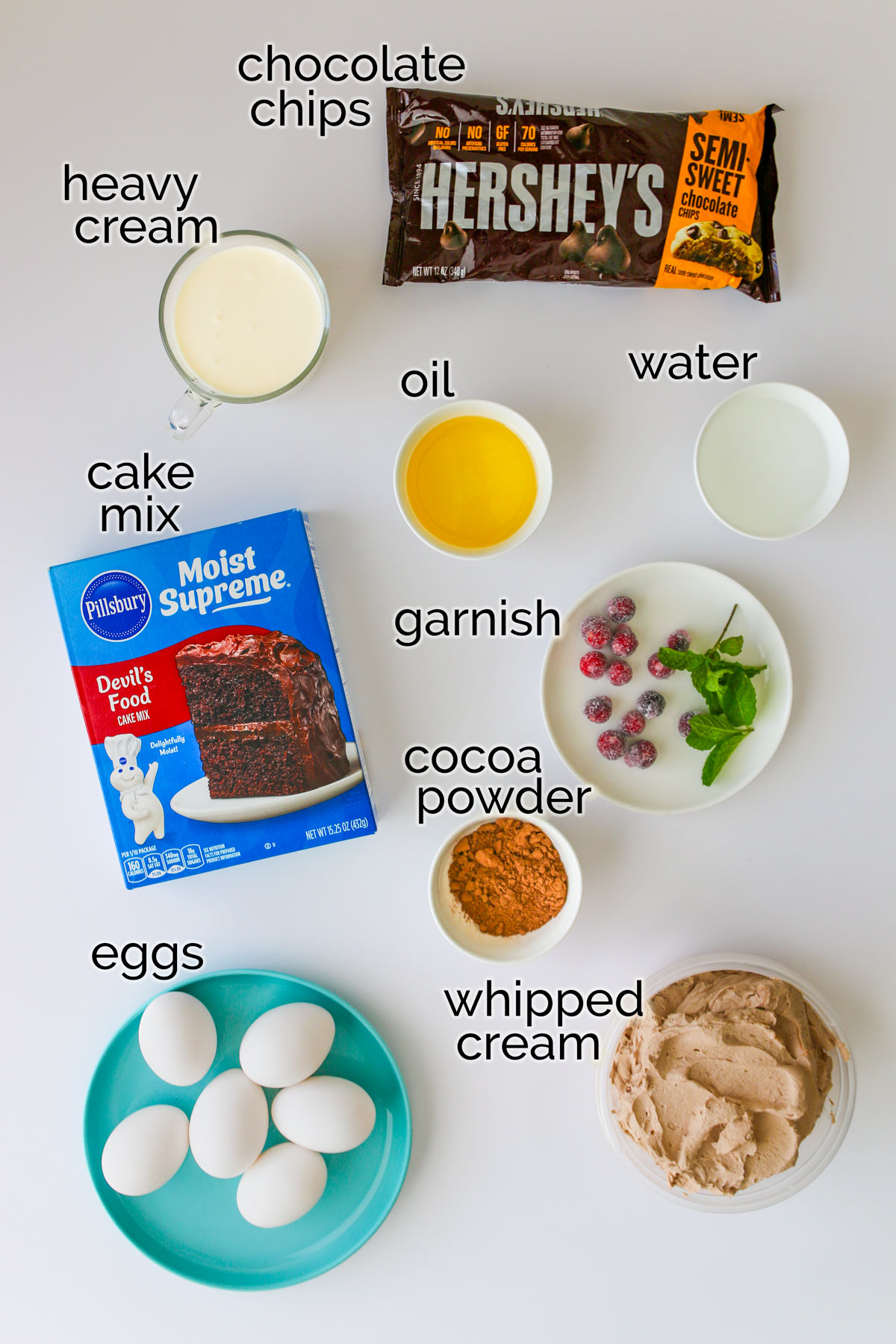 ingredients for buche de noel cake.