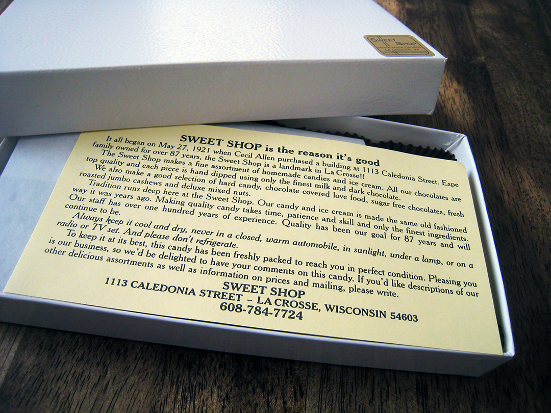 white chocolate box with sweet shop insert