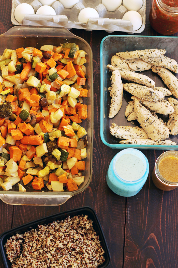 prepped ingredients for meal prep