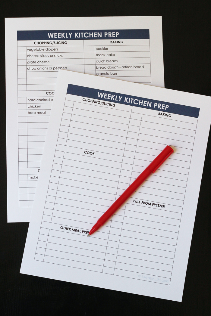 printable of meal prep checklist with red pen