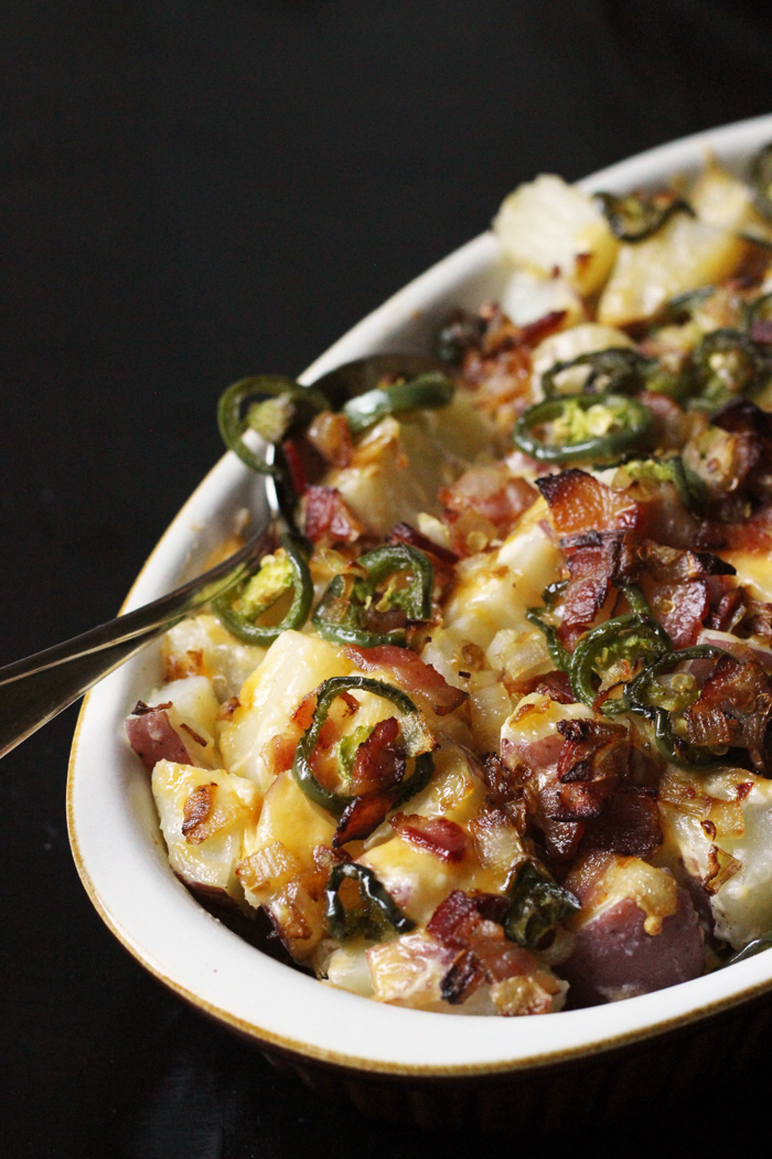 A close up of jalapeño poppers potatoes