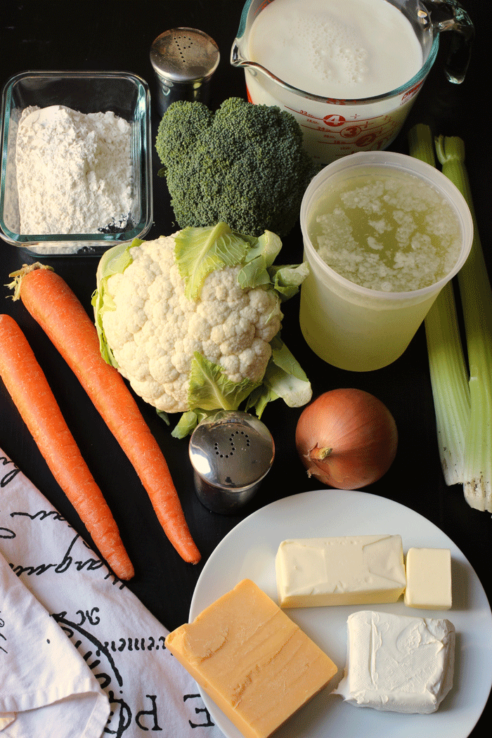 składniki do użycia w zupie brokułowo-kalafiorowej