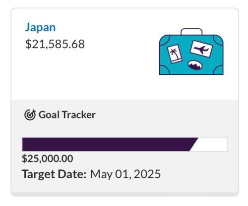 screenshot of ally banking bucket for japan with end date.