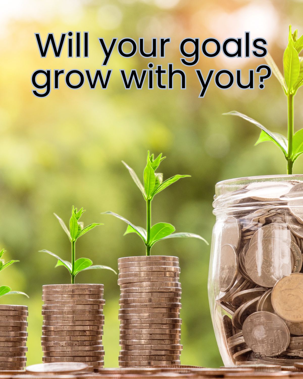 plants growing out of money, with text overlay.