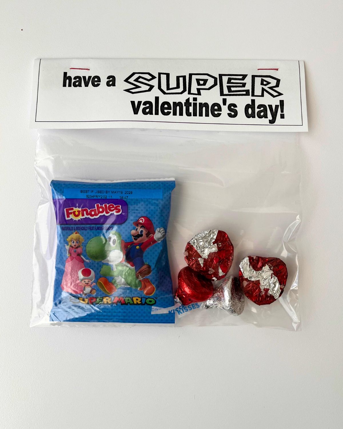 a complete super mario valentine treat bag.
