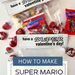 super mario treat bags for valentines, with text overlay.