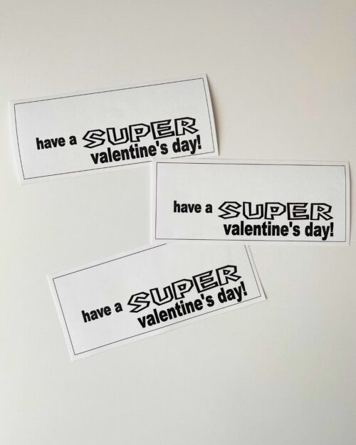 super mario valentine cards cut out on white table.