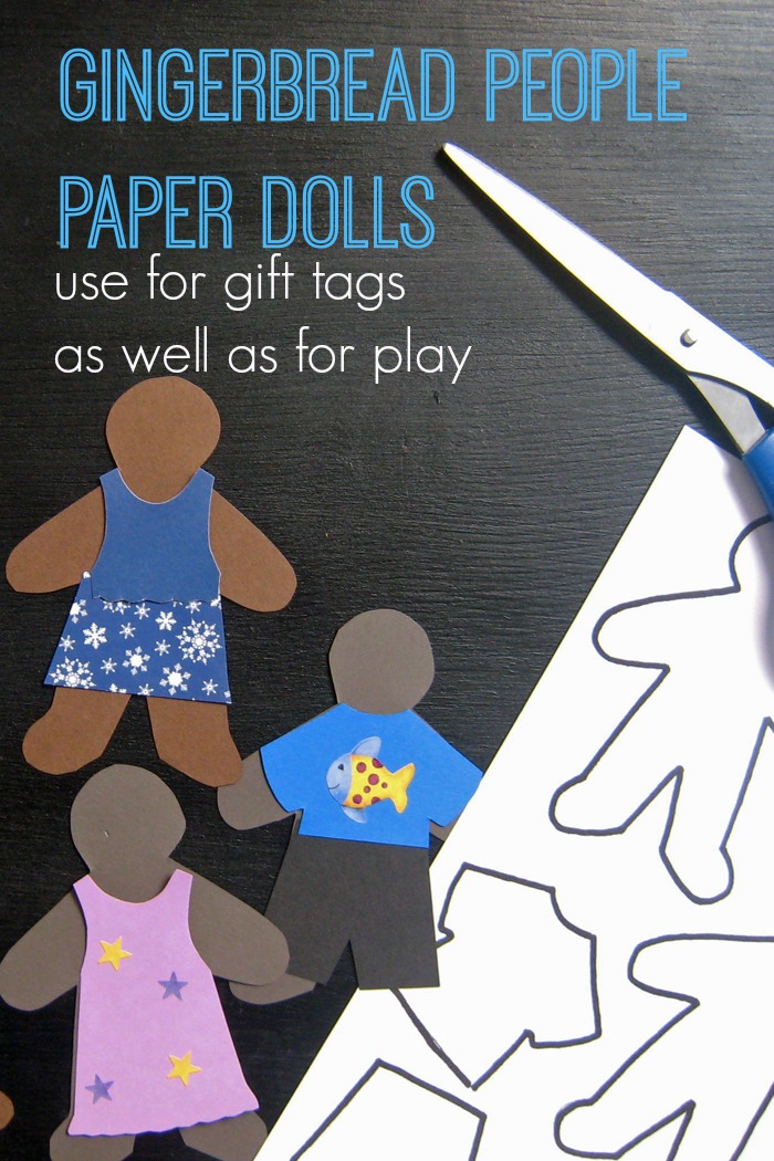 Gingerbread People Paper Dolls | Life as Mom - Directions and template to help you craft gingerbread people paper dolls -- a great gift you can yourself. Paper dolls are great for gift tags as well as for play.