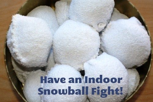 A group of stuffed cloth snowballs with text overlay.