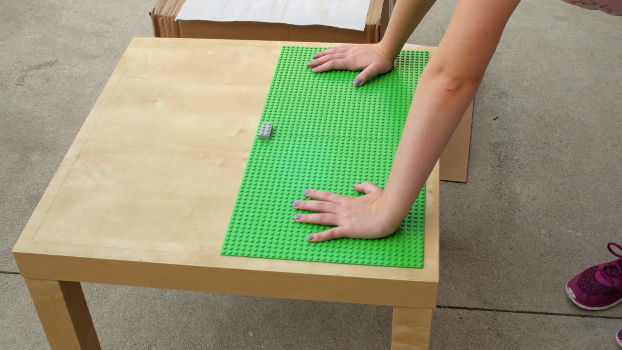 gluing lego plates to table