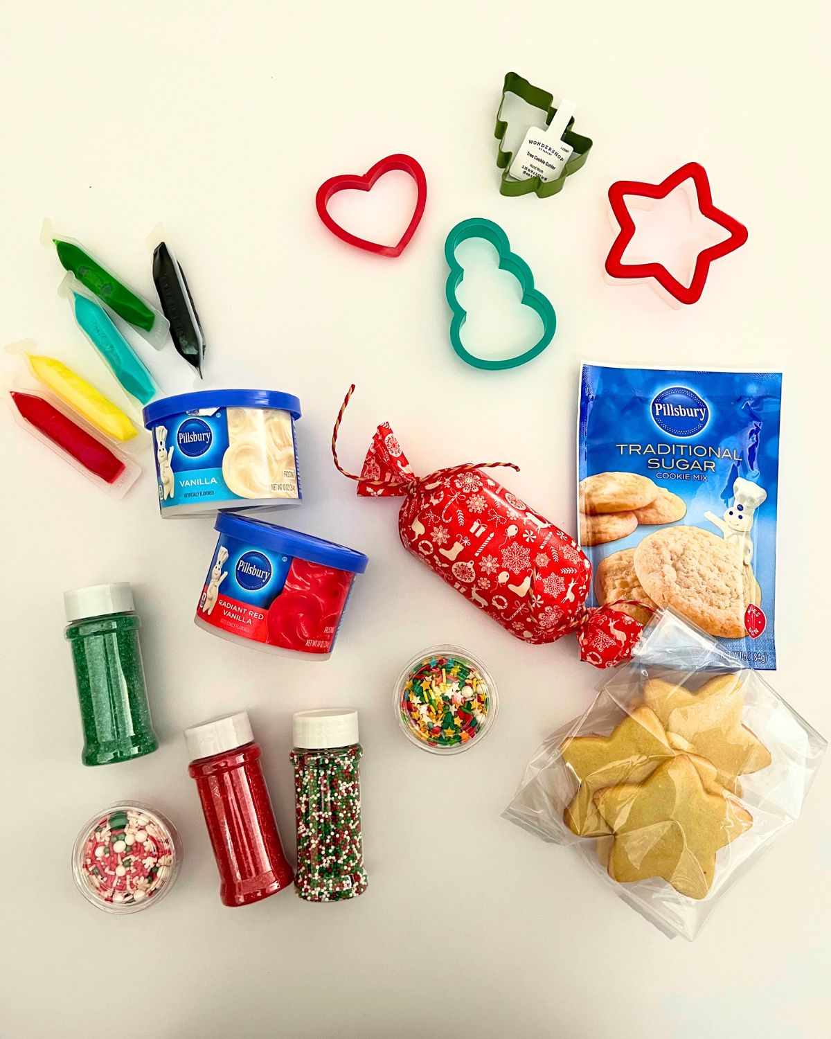 array of cookie decorating kit ingredients.