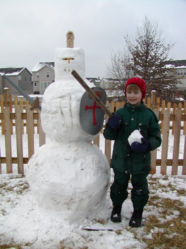 boy with snow knight