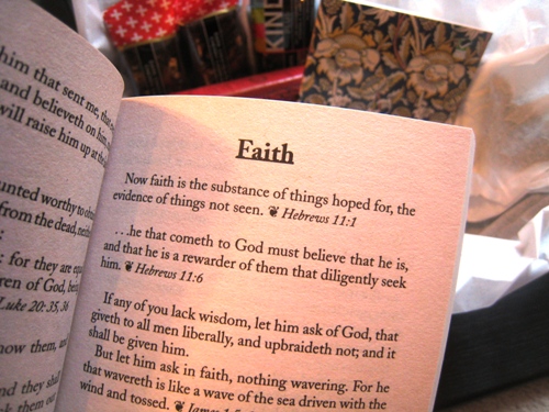 Book open to page titled, Faith.