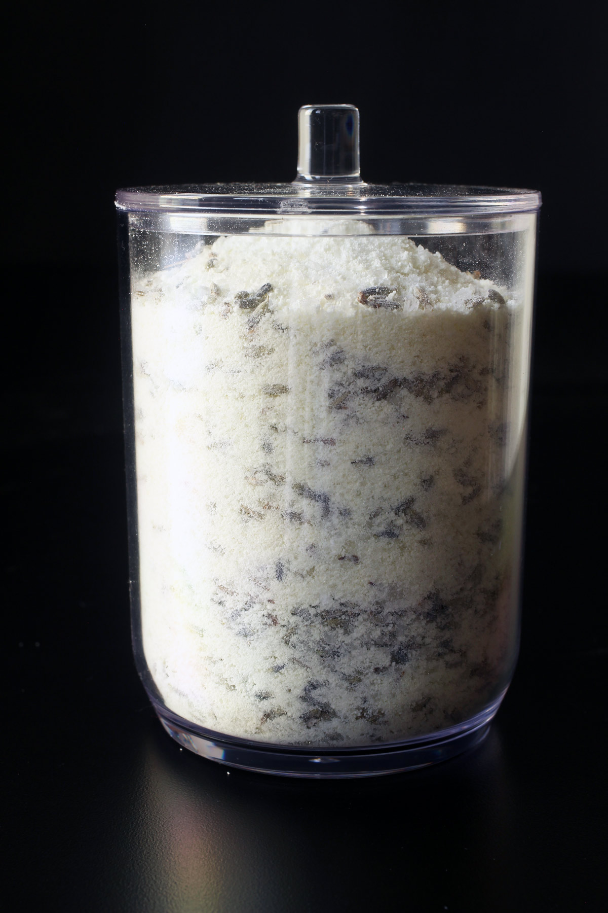 milk bath in plastic apothecary jar