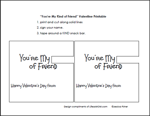 Screenshot of printable for Kind valentine.