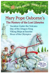 The cover of The Magic Treehouse Mystery of the Lost Libraries.