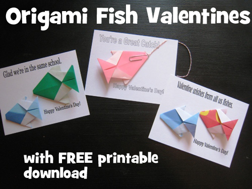 Origami Fish with Printable Valentine Card