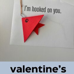origami fish on card that says, "I'm hooked on you." with text overlay.