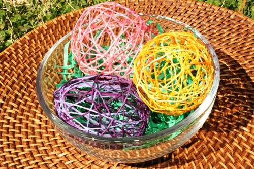 Embroidery Floss Eggs in Bowl