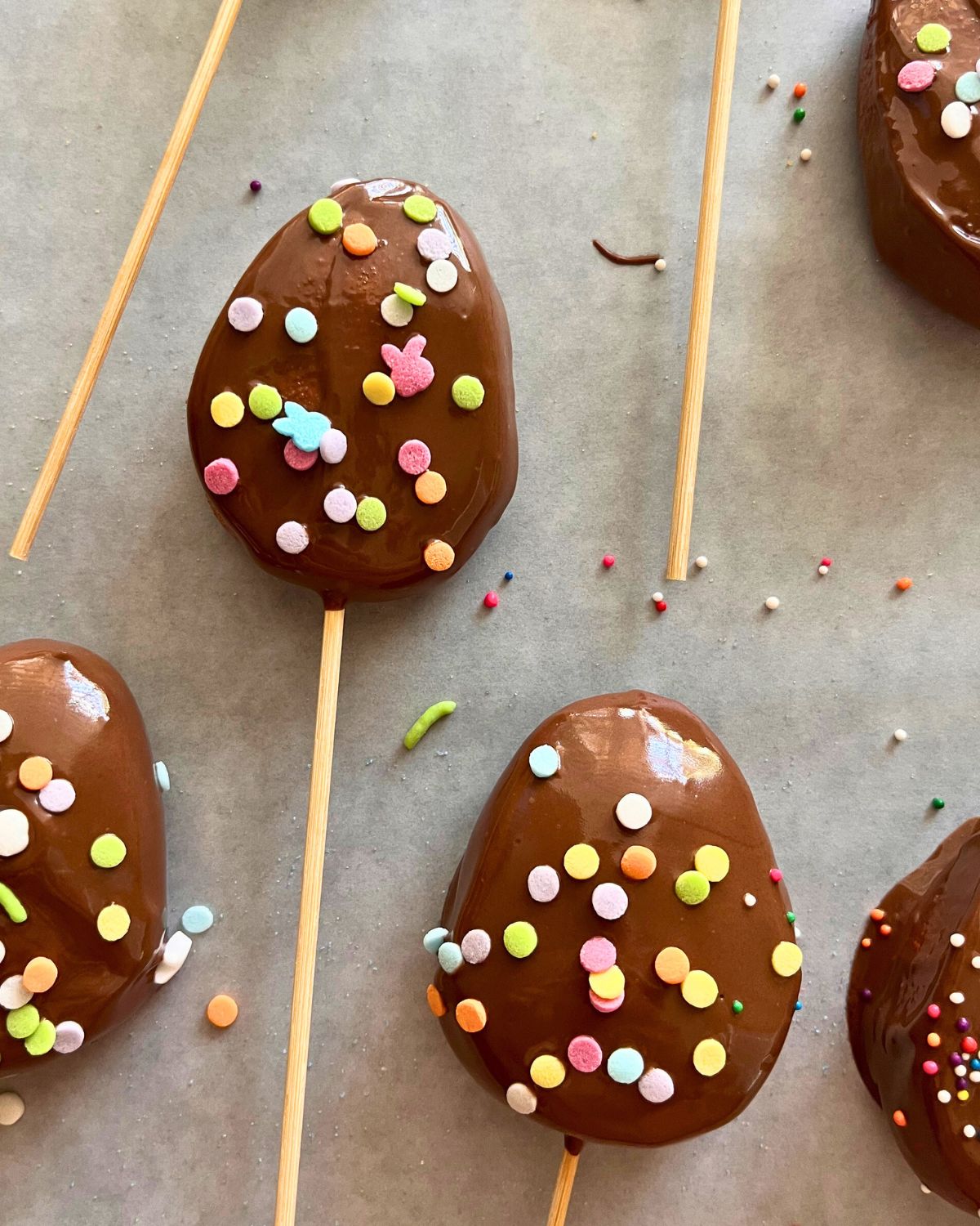 chocolate marshmallows with sprinkles.