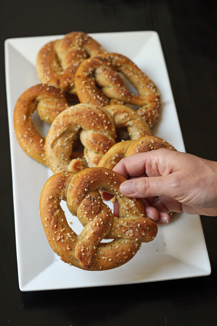 A tray of homemade pretzels