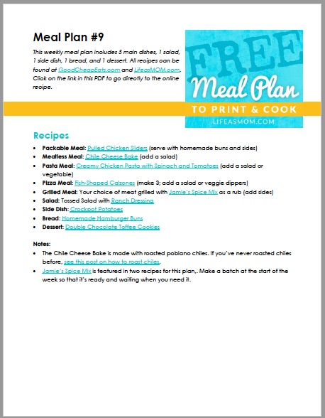 Weekly Meal Plan to Print & Cook #9