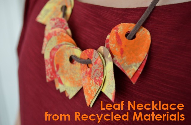 Leaf Necklace from Recycled Materials