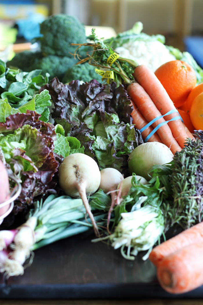 table covered in fresh produce