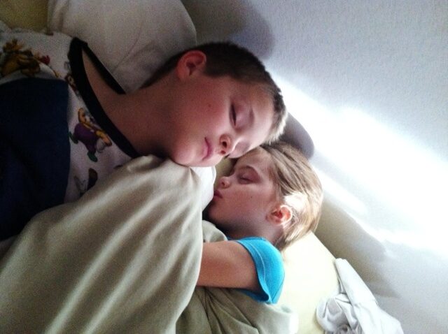 kids asleep recovering from flu.