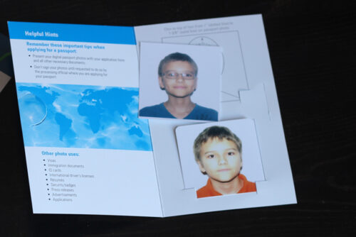 Close up of different passport photos of the same boy.