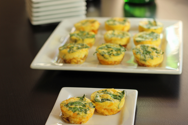 A tray of Bacon Spinach Bites on party table