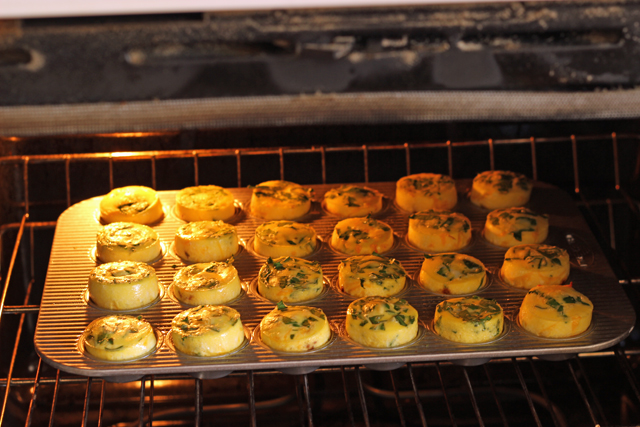 Mini Frittatas cooking in an oven