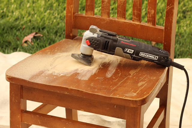 How We Are Refinishing Our Chairs and a Giveaway from Rockwell Tools - We've saved hundreds of dollars over the years by buying used furniture instead of new. Thanks to some easy tricks we can refinish used stuff and make it new again, like this simple method to refinish a chair.