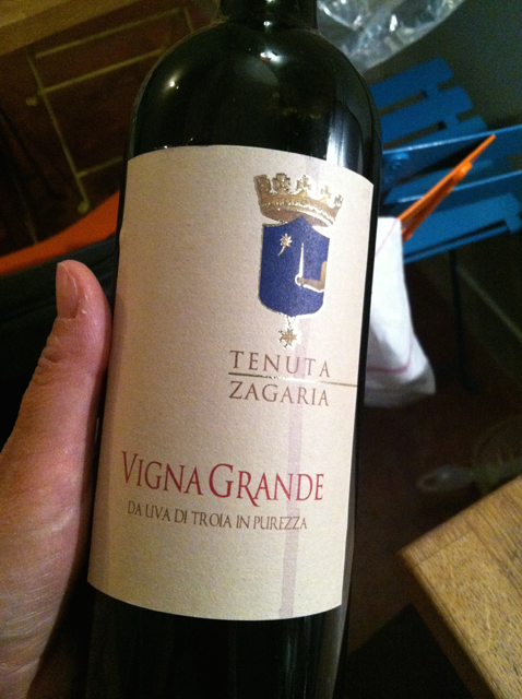 A bottle of wine from Tenueta Zagaria.