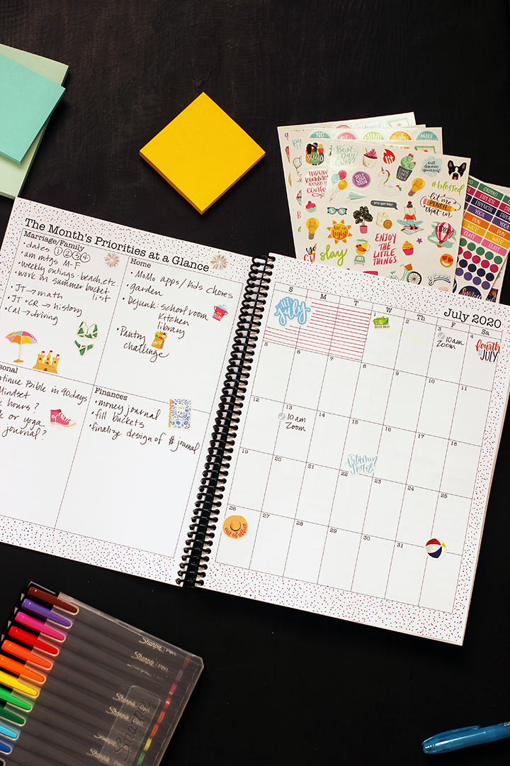 planner open to july monthly pages