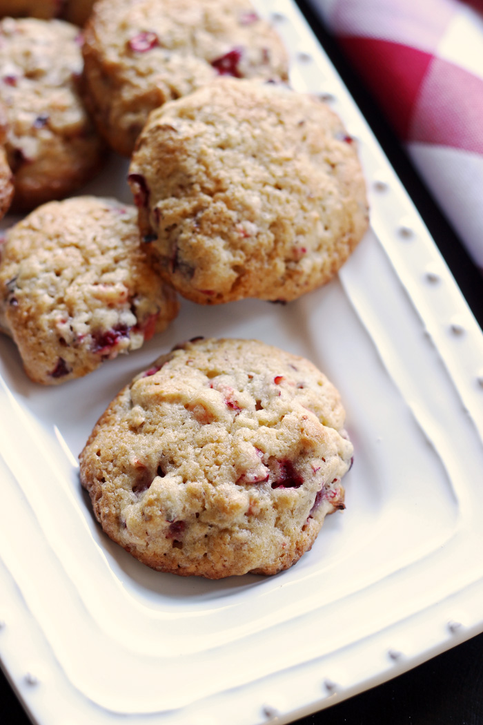 A plate of cranberry cookies