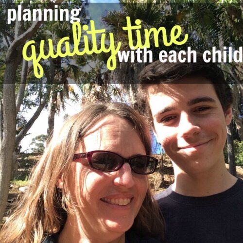 Mom and son looking at camera, with text overlay: Planning Quality Time with Each Child.