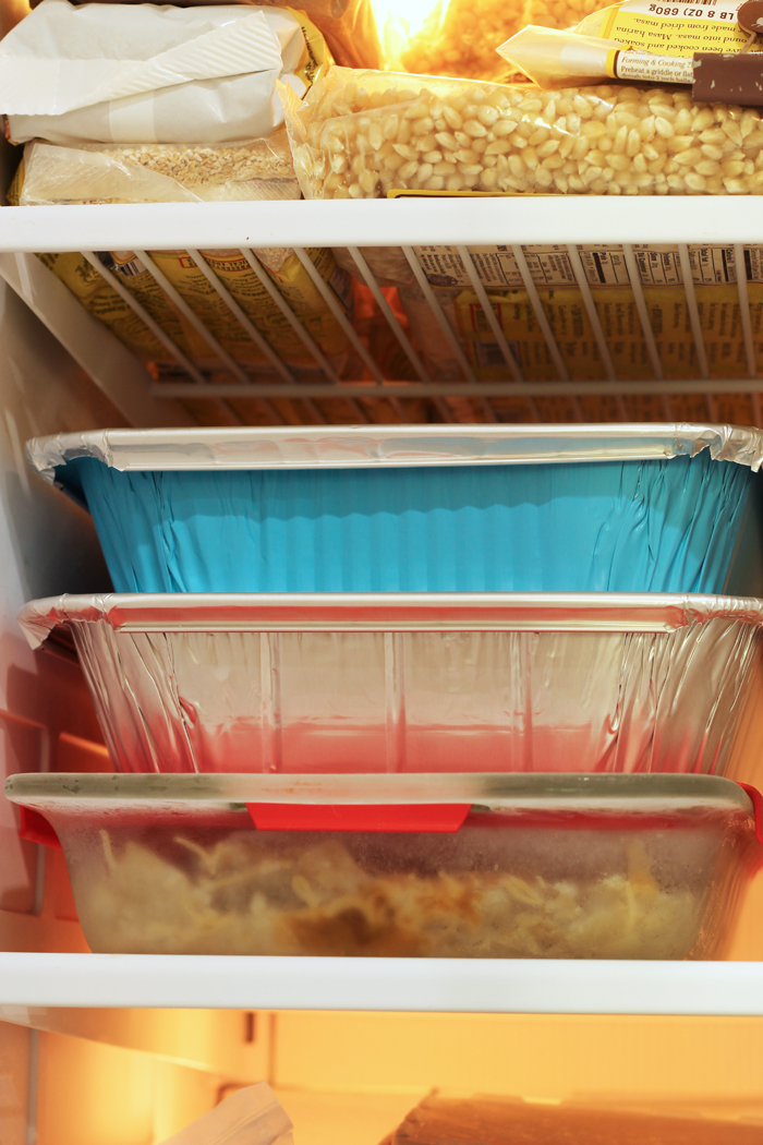 stacks of meals in the freezer