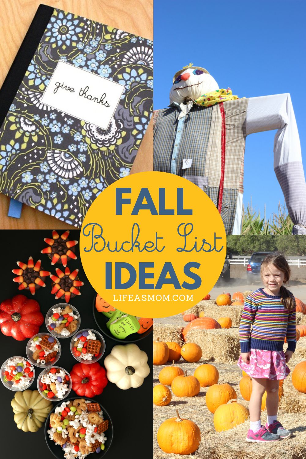 collage of fall bucket list ideas, with text overlay.