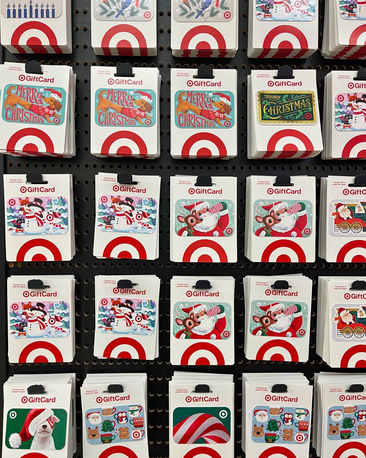 array of target gift cards at the store.